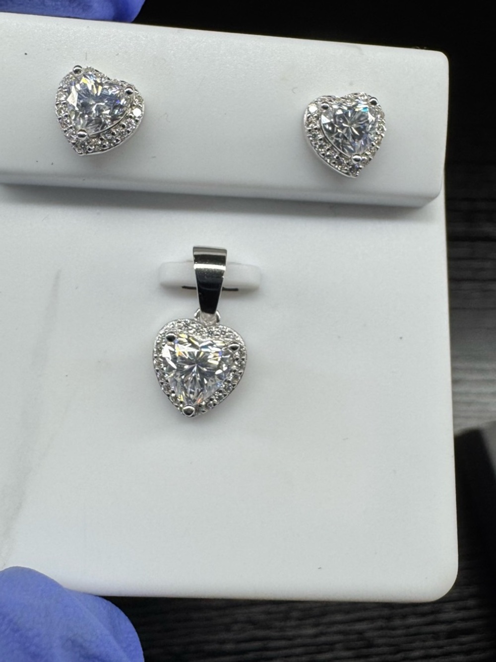 925 Sterling Silver with Rhodium Finish Moissanite 4.00 CTW Earring/Pendant Set